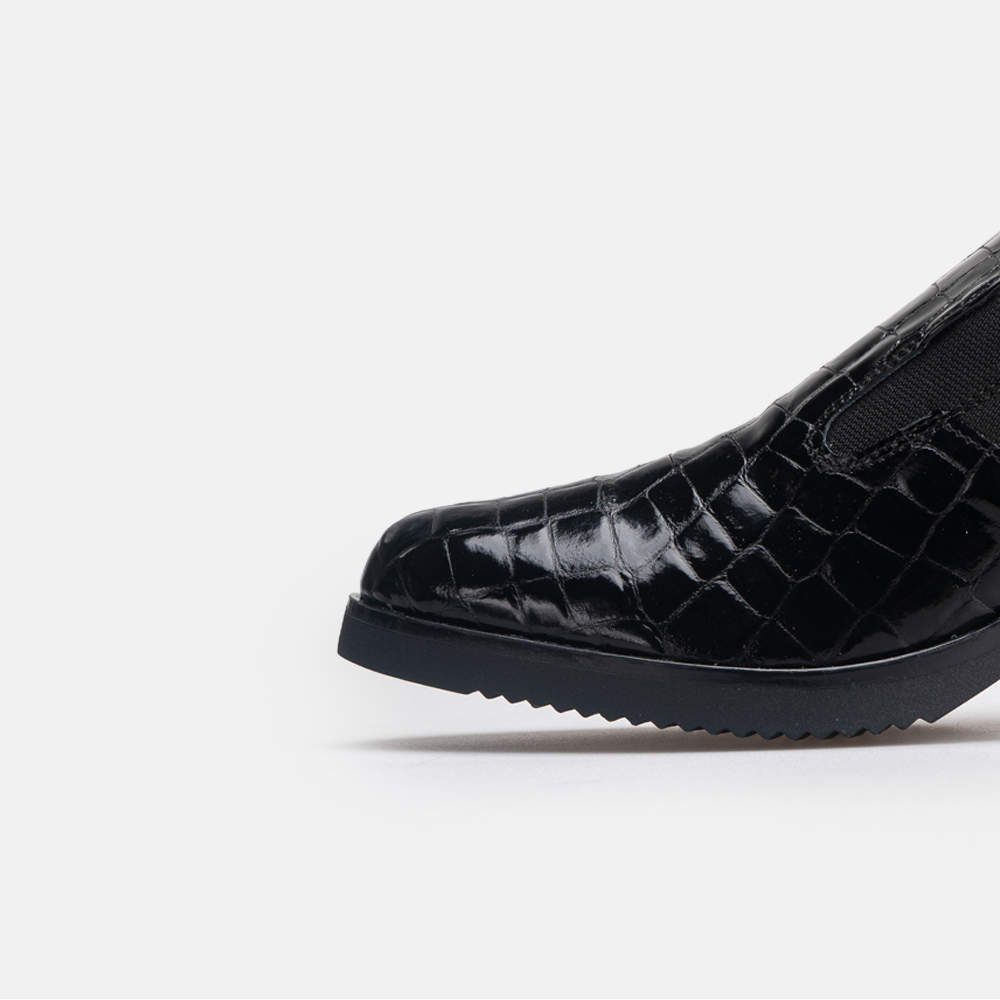 Volzak 535 chaussure en cuir Noir Serpent Vernis