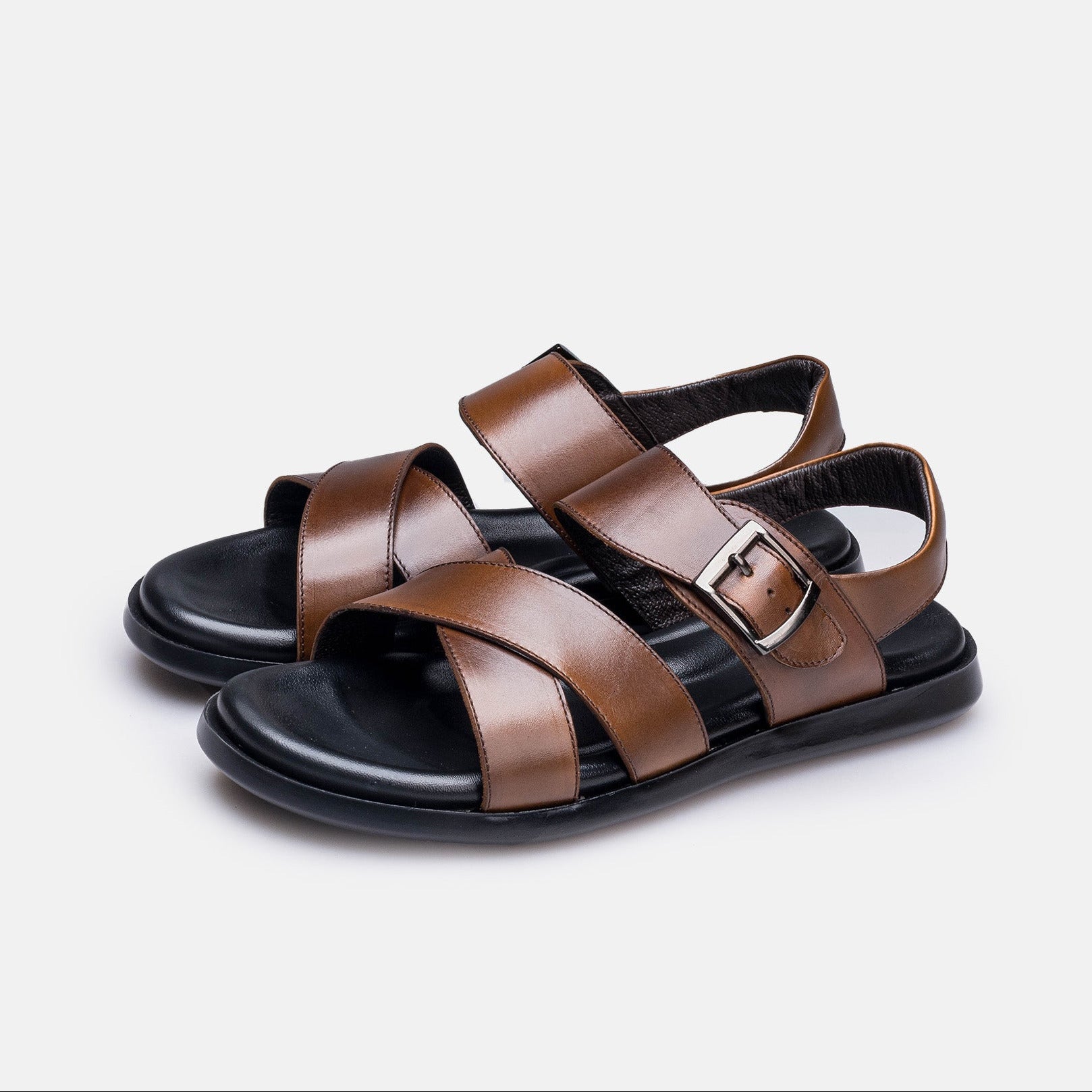 Volzak 5415 Sandale en cuir Marron Vintage